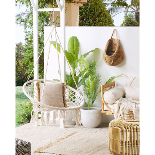Beliani Hanging Chair GABELLA Cotton White 1