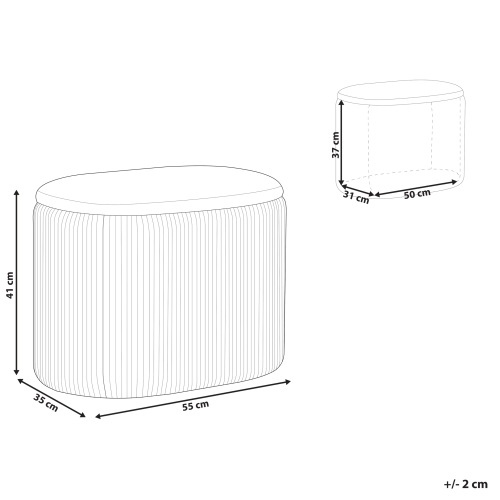 Beliani Storage Pouffe RICHLAND Velvet Light Grey 2