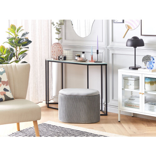 Beliani Storage Pouffe RICHLAND Velvet Light Grey 1