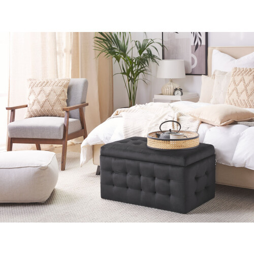 Beliani Storage Ottoman MICHIGAN Velvet Black 1