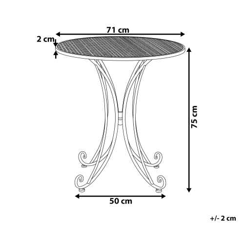 Beliani Bistro Table CILENTO 71 cm 71 cm Metal Grey 2