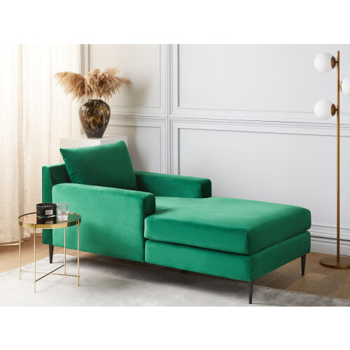 Beliani Chaise Longue GUERET Velvet Green 1