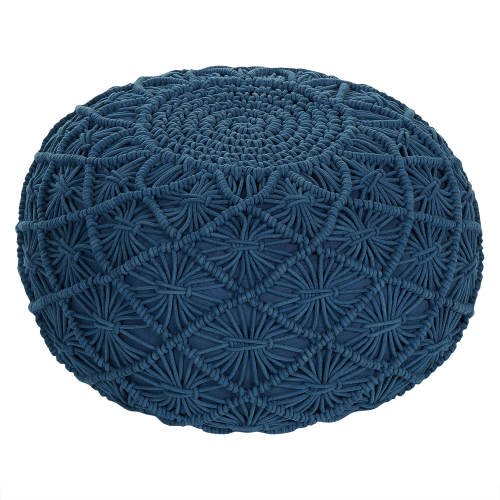Beliani Pouffe Macramé BERKANE Cotton Navy Blue 1