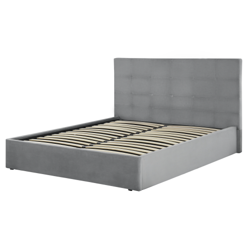 Beliani Ottoman Bed LORIENT Velvet Light Grey 140 x 200 cm (EU Double) 2