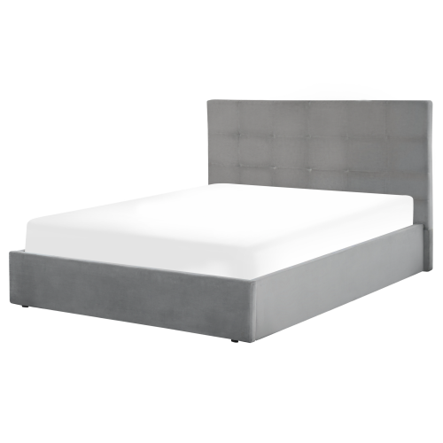 Beliani Ottoman Bed LORIENT Velvet Light Grey 140 x 200 cm (EU Double) 1