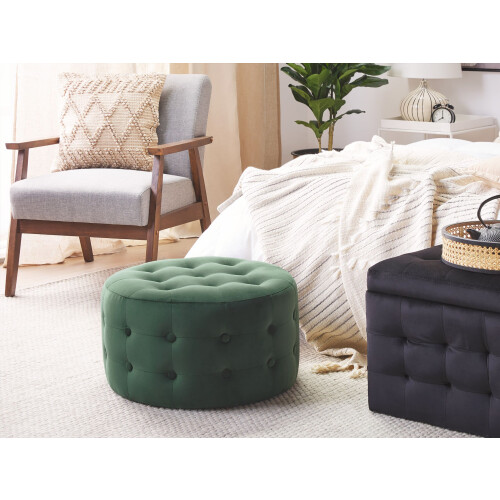 Beliani Pouffe TAMPA Velvet Dark Green 1