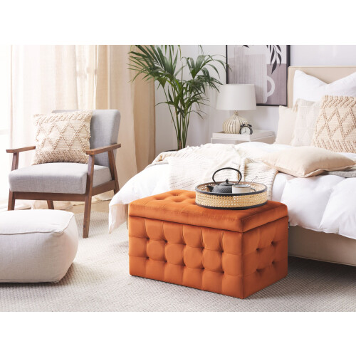 Beliani Storage Ottoman MICHIGAN Velvet Orange 1