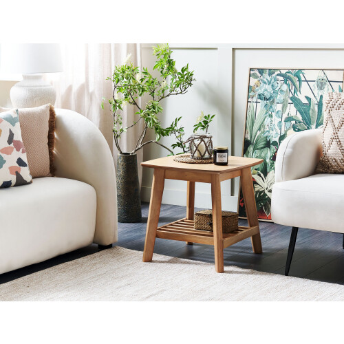 Beliani Side Table TULARE Wood Light Brown 1