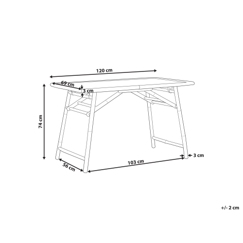 Beliani Garden Dining Table Folding MOLISE 120 cm 69 cm Bamboo Light Brown 2