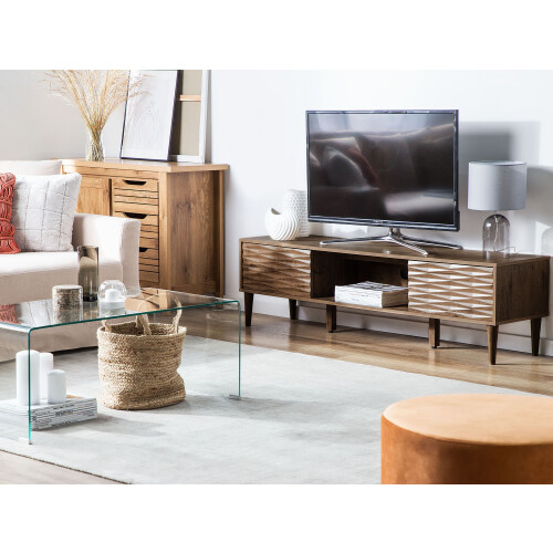 Beliani TV Stand KAYAN Dark Brown 1