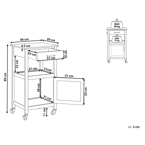 Beliani Kitchen Trolley SIENA White 2