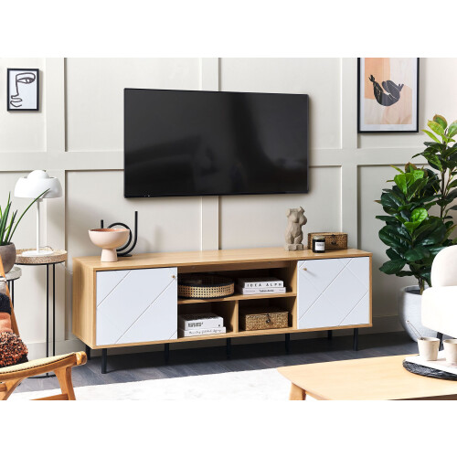Beliani TV Stand PALMER Brown/ White 1