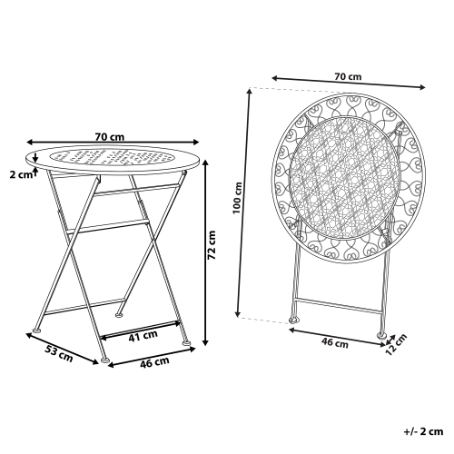 Beliani Bistro Table TRIESTE 70 cm 70 cm Metal Light Beige 2
