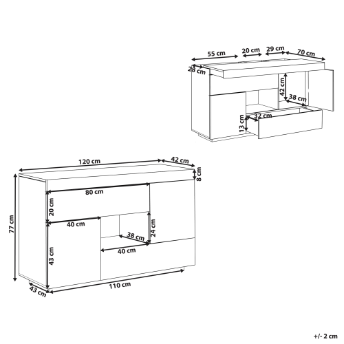 Beliani Home Office Desk 2 Door Sideboard GORAN White 2