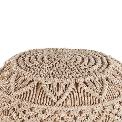 Beliani Pouffe Macramé KAYSERI Cotton Beige 1