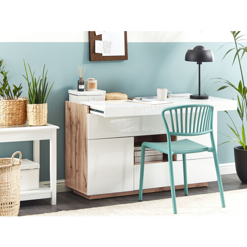 Beliani Home Office Desk 2 Door Sideboard GORAN White 1