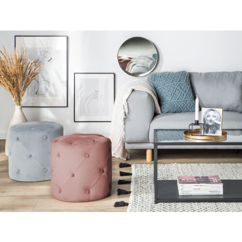Beliani Pouffe COROLLA Velvet Pink 1