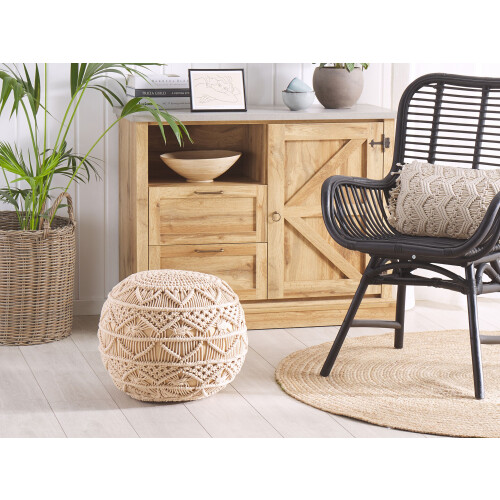 Beliani Pouffe Macramé KAYSERI Cotton Beige 1