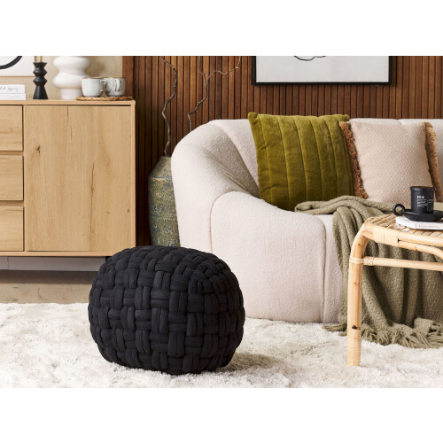 Beliani Pouffe HOPA Velvet Black 1