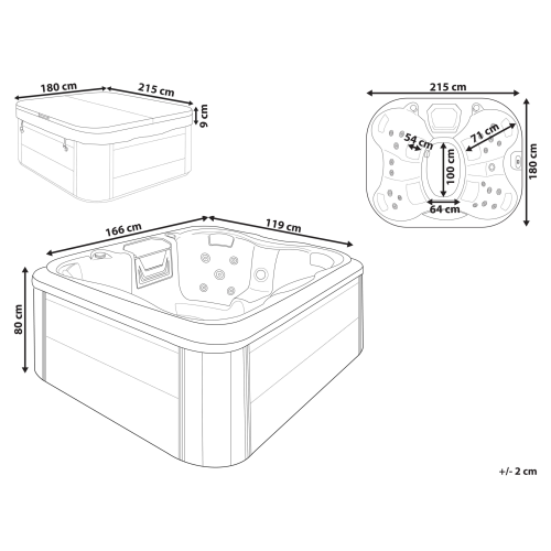 Beliani Outdoor Hot Tub with LED ARCELIA Grey 2