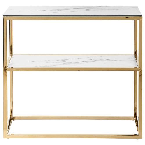 Beliani Console Table AZUSA Tempered Glass White Marble 1
