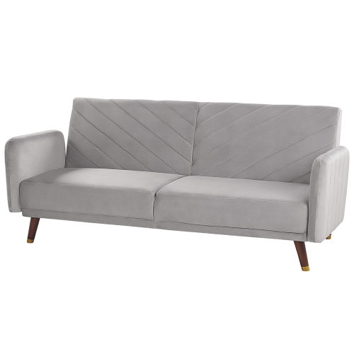 Beliani Sofa Bed 3 Seater SENJA Velvet Light Grey 1