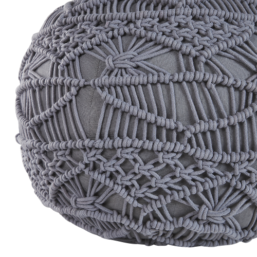 Beliani Pouffe Macramé KAYSERI Cotton Grey 2