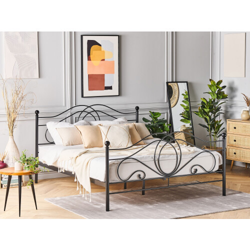 Beliani Bed Metal LYRA 140 x 200 cm (EU Double) Black 2