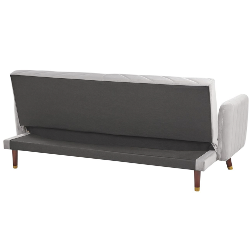 Beliani Sofa Bed 3 Seater SENJA Velvet Light Grey 2