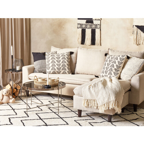 Beliani Throw Cushion MAYS Cotton 45 x 45 cm White Geometric Pattern 1
