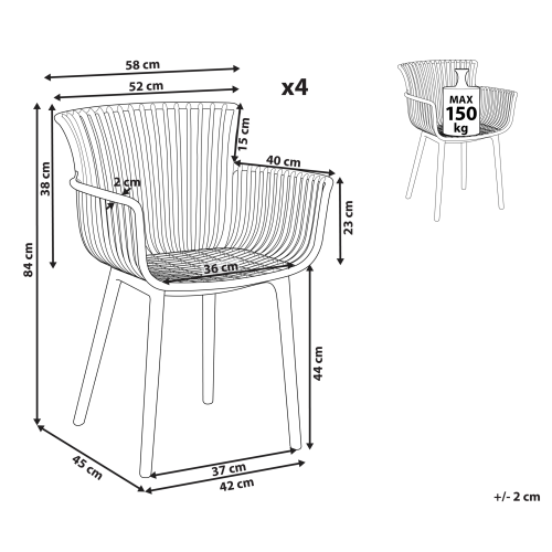 Beliani Set of 4 Garden Chairs PESARO White 2