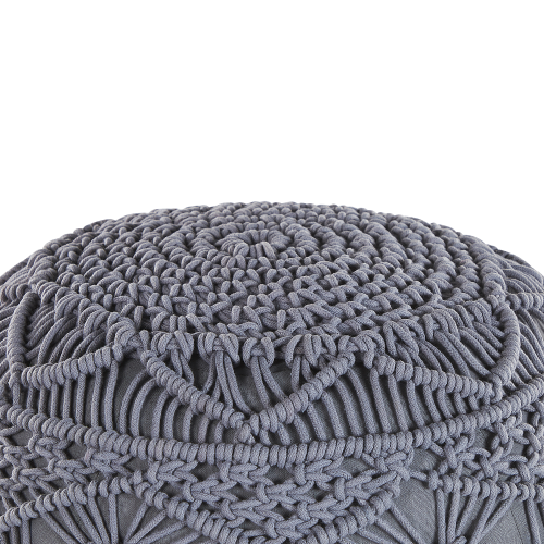 Beliani Pouffe Macramé KAYSERI Cotton Grey 1