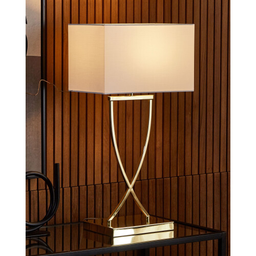 Beliani Table Lamp YASUNI Metal White/ Gold 1