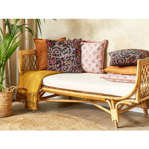 Beliani Throw Cushion RICINUS 45 x 45 cm Velvet Black Oriental Pattern 2