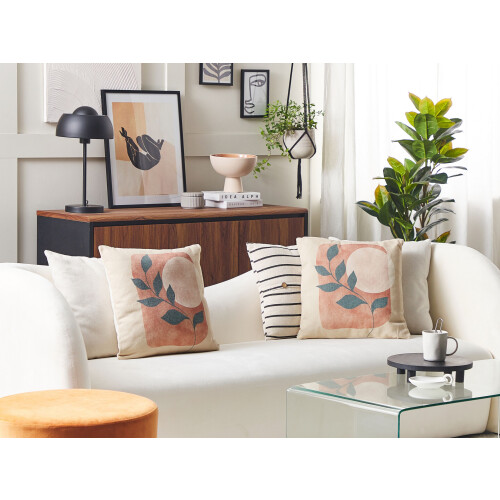 Beliani Set of 2 Decorative Cushions CALLIOPSIS 45 x 45 cm White Abstract Pattern 1