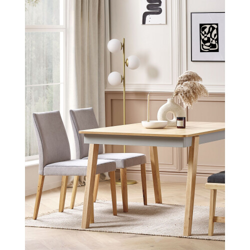 Beliani Set of 2 Dining Chairs PHOLA Fabric Grey 1
