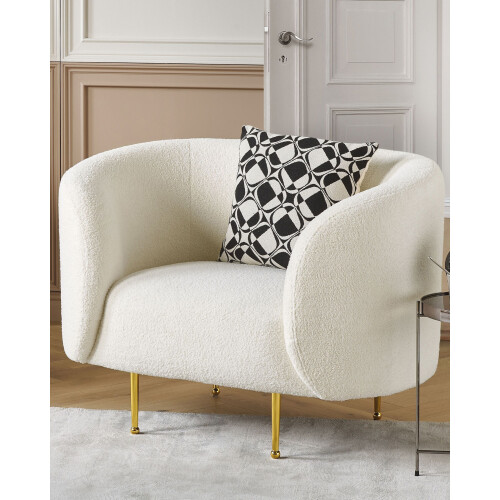 Beliani Armchair LOEN Boucle White 1