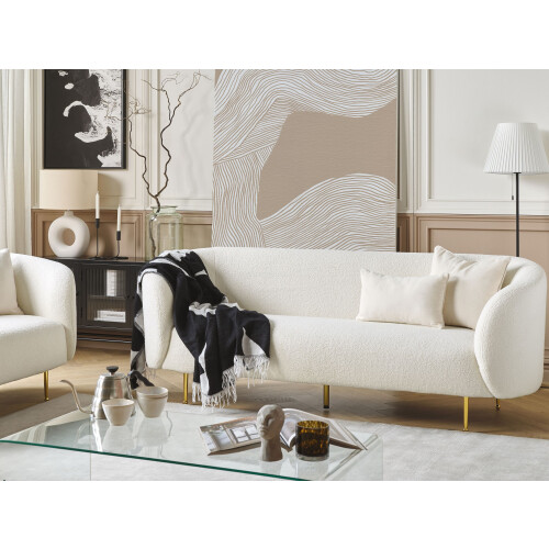 Beliani Sofa 3 Seater LOEN Boucle White 1