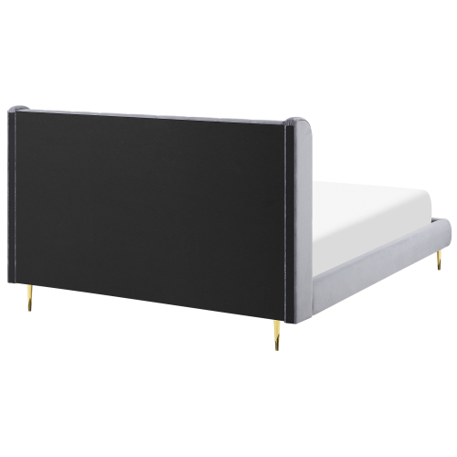 Beliani Bed Velvet FORBACH 140 x 200 cm (EU Double) Grey 2