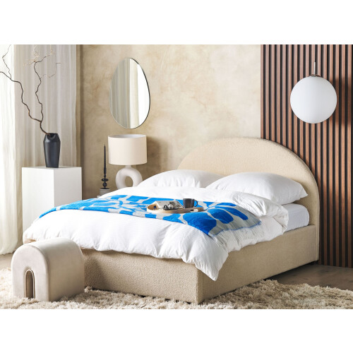 Beliani Ottoman Bed VAUCLUSE Boucle Beige 140 x 200 cm (EU Double) 1