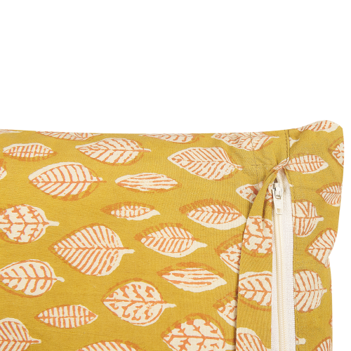 Beliani Throw Cushion GINNALA 45 x 45 cm Cotton Yellow Plant Pattern 1