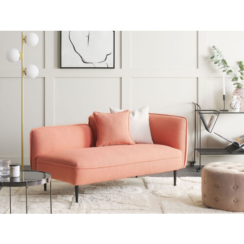 Beliani Right-Hand Chaise Longue CHEVANNES Boucle Peach Pink 1