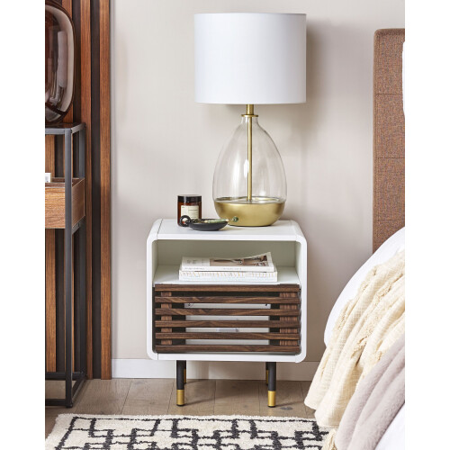 Beliani 1 Drawer Bedside Table RIFLE White 1