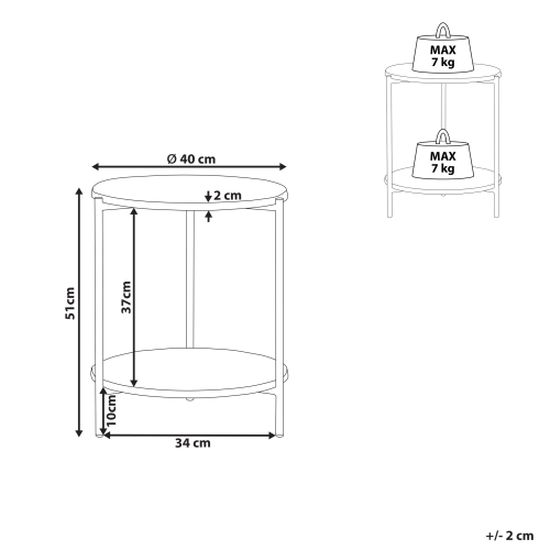 Beliani Side Table REVA White Marble 2