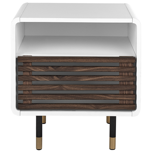Beliani 1 Drawer Bedside Table RIFLE White 1