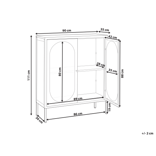 Beliani Glass Display Sideboard SARRE 90 cm Metal Black 2