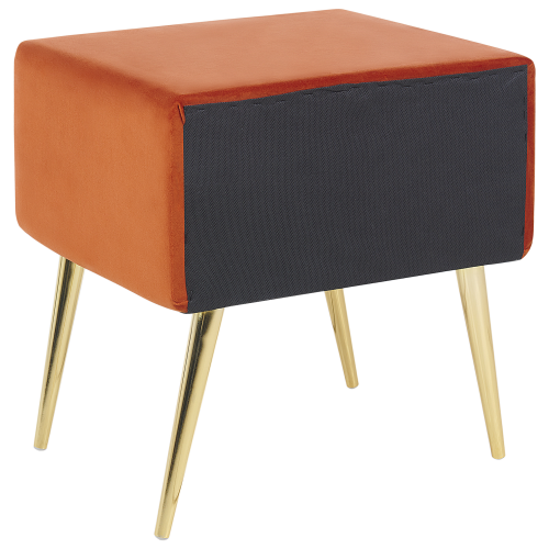 Beliani 1 Drawer Bedside Table FLAYAT Velvet Orange 1