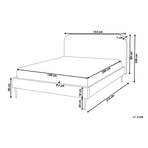 Beliani Bed Velvet FLAYAT 140 x 200 cm (EU Double) Grey 2