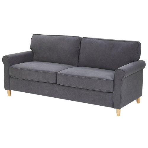 Beliani Sofa 3 Seater RONNEBY Velvet Dark Grey 1