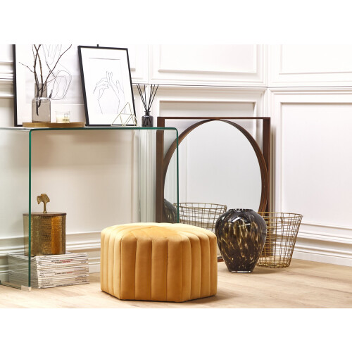 Beliani Pouffe MURIETTA Velvet Mustard 1